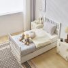 Single bunk bed with drag bed white twin wooden bed pine particle board drag bed