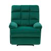Reclining Chair Green Velvet Upholstery Square Tufted Back Pillowtop Arms Solid Wood Furniture Modern Living Room Recliner 1pc