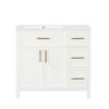 36" Bathroom Vanity with Sink Top, Bathroom Vanity Cabinet with Two Doors and Three Drawers, Solid Wood , MDF Boards ,One Package