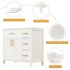 36" Bathroom Vanity with Sink Top, Bathroom Vanity Cabinet with Two Doors and Three Drawers, Solid Wood , MDF Boards ,One Package