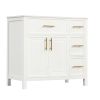 36" Bathroom Vanity with Sink Top, Bathroom Vanity Cabinet with Two Doors and Three Drawers, Solid Wood , MDF Boards ,One Package