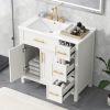 36" Bathroom Vanity with Sink Top, Bathroom Vanity Cabinet with Two Doors and Three Drawers, Solid Wood , MDF Boards ,One Package