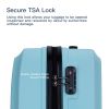 3 Piece Luggage Sets ABS Lightweight Suitcase with Two Hooks, Spinner Wheels, TSA Lock, (20/24/28) Green